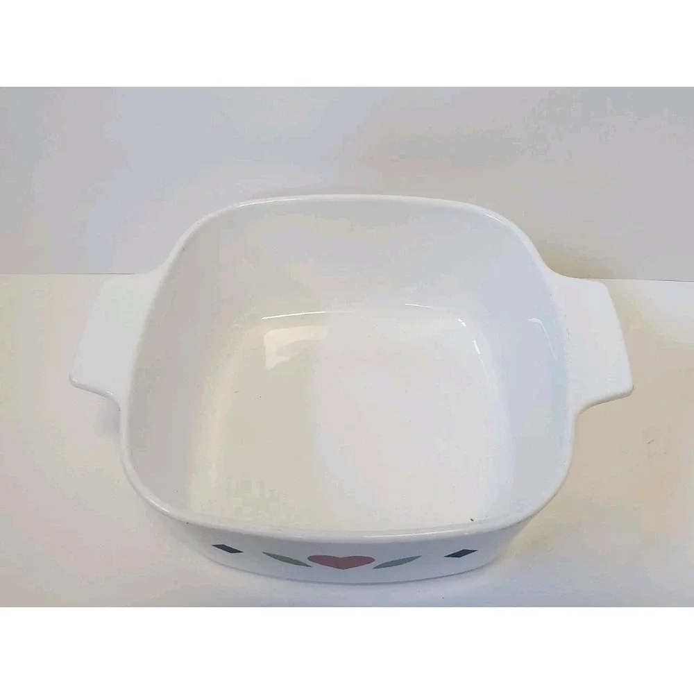 Corning Ware A-1 1/2-B Quilt 1.5 Qt Casserole Red Hearts Blue Diamonds RARE